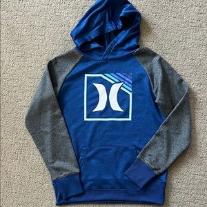 Hurley Kids Blue and Gray Logo Hoodie